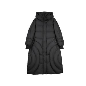 ELLE Пуховик женский Black Hooded Thickened Puffer