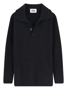 Рубашка-поло в рубчик на одной пуговице Alpha Studio, черный