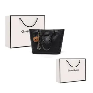 CinvaiKrose Синтетическая кожа студенческая переносная сумка-шопер через плечо для мам женская многоцветная, Black