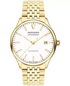 Мужские часы Calendoplan Swiss Automatic с ионным покрытием светло-золотистый стальной корпус, 40 мм Movado