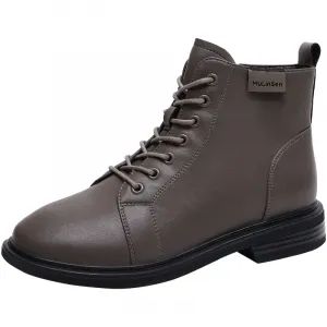 Mulinsen Короткие ботинки Мартин 3,2 см женские хаки без утепления, цвет Khaki (No Fleece-Lined)