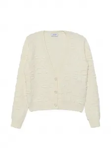 Кардиган с V-образным вырезом и логотипом Pinko Kids, бежевый