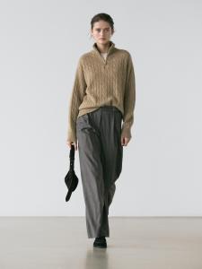 Брюки в тонкую полоску с вытачками Massimo Dutti, charcoal