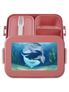 Mr. & Mrs. Panda Ланчбокс с изображением кита и тунца, без надписи, пастельно-красного цвета