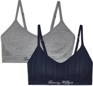 Женские бесшовные бюстгальтеры-бралетты Tommy Hilfiger с легкой подкладкой, 2 шт., Heather Grey/Sky Captain