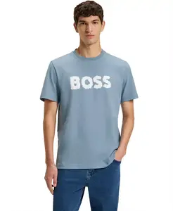 Мужская хлопковая футболка Regular-Fit с логотипом Hugo Boss, синий