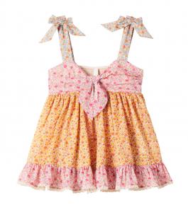 Счастливая блузка из хлопка с цветочным бантом Zimmermann Kids, Spliced
