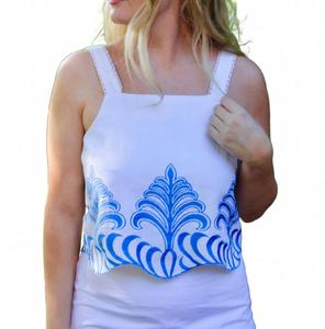 Роуэн Белый топ с вышивкой и тонкими бретелями CIEBON