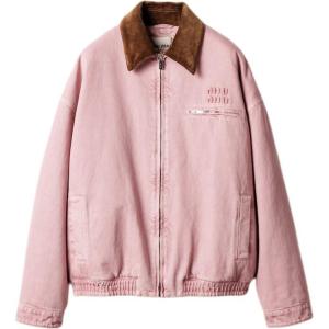 Пуховик с вельветовым воротником на подкладке MIU MIU, розовый