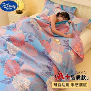 Disney Трехслойное хлопковое одеяло-плед 150х200 см, комплект из 3 предметов (одеяло и наволочка), утолщенное, цветочный принт
