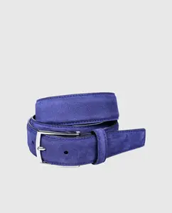 Мужской кожаный ремень цвета индиго синего цвета Olimpo, синий индиго