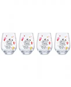Набор из 4 стаканов с изображением Снупи ко Дню святого Валентина Lenox, мультиколор