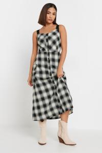 Платье макси в клетку на пуговицах Pixiegirl Petite, черный