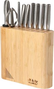 Global Kanpeki набор из 10 ножей, бамбуковая подставка, японская нержавеющая сталь, острые лезвия, G-10100BAM
