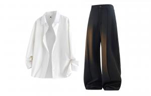 Повседневная спортивная одежда Unisex с лацканом Moderate X1617, белый top+черный pants