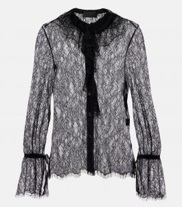 Широкая блуза с кружевом Cecily Nili Lotan, черный