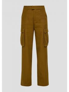 Брюки 7709_оливково-зеленого цвета QS