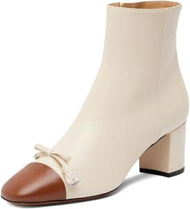 Женские короткие ботинки miss left с квадратным носком, бантом, на грубой средней подошве, с боковой молнией, удобные для повседневной носки, размер 4-16 US, Beige