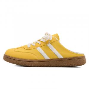 HUANQIU Женские сандалии с закрытым носком, резиновой подошвой, кожаные, в стиле пэчворк, тихие, износостойкие, нескользящие, желтые