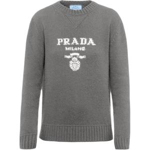 Джемпер с интарсией из кашемира PRADA, серый