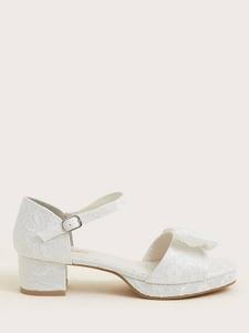 Детские свадебные туфли на каблуке с кружевным бантом Monsoon, Ivory
