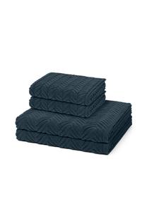 Набор полотенец Ross Sensual Skin Zopf с узором, 4 штуки, темно-синий