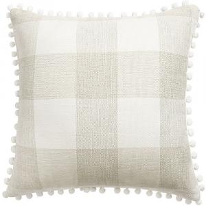Декоративная наволочка в клетку в клетку Buffalo с помпонами, декоративные чехлы для подушек PiccoCasa, цвет Cream Beige White