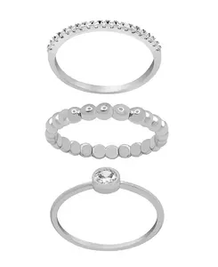 Позолоченный комплект из трех колец с прозрачным кубическим цирконием и ободком And Now This, silver-plated