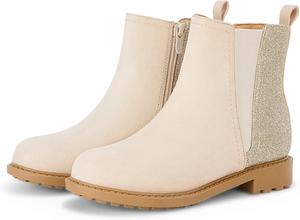 Детские блестящие ботильоны Coutgo с боковой молнией, удобные челси для малышей/детей младшего и старшего возраста, Beige