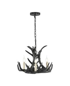 Jonathan Y Nelle 18-дюймовая регулируемая светодиодная люстра с тремя плафонами из смолы в форме оленьих рогов, черная