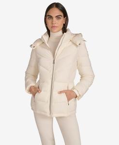 Женская короткая пуховая куртка на молнии спереди Calvin Klein, Warm Cream
