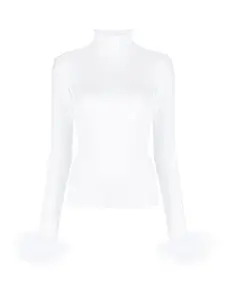 Топ с высоким воротником и перьями Atu Body Couture, белый