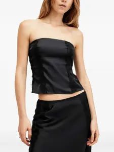 Атласный топ Morgan с кружевом AllSaints, черный