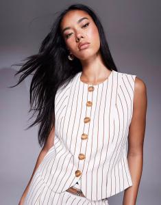 Жилет с высоким воротом в белую полоску River Island