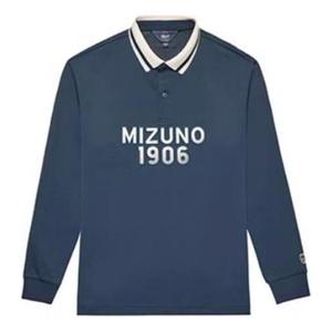 Футболка heritage long sleeve polo shirt 'navy' Mizuno, синий