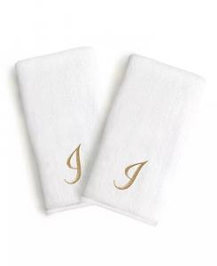 Полотенца для рук Linum Home Bookman с золотым шрифтом и монограммой, белый