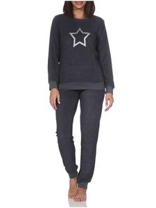 NORMANN Пижама из махровой ткани с длинными рукавами, манжетами и звездами, антрацитового цвета