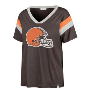 Женская коричневая футболка с v-образным вырезом '47 Cleveland Browns Phoenix