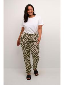 Костюмные брюки KAFFE curve, цвет sand/green animal print