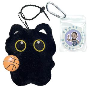 AIZIYUO Мягкая плюшевая игрушка угольный шарик черный кот играет в баскетбол плюшевый кулон высота 10,5 см