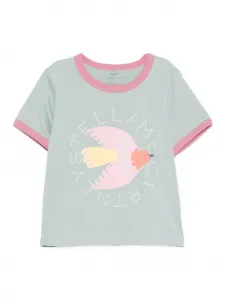 Футболка в стиле рингер с принтом птиц Stella McCartney Kids, зеленый