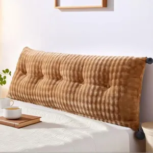 Подушка для спины и чтения, подушка для книги из искусственного меха кролика, клиновидная подушка для кровати, дивана, изголовья, подушка для чтения, подушка для изголовья, светло-коричневая, 150x45x20 см Topchances
