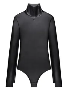Боди с воротником-стойкой и молниями Courrèges, черный