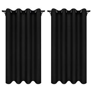 Шторы на люверсах 140х260 см 2 шт. шторы матовые с отделкой цвета экрю Voppi, черный