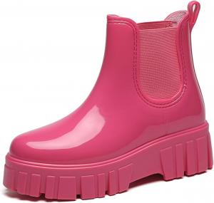 Водонепроницаемые платформенные резиновые сапоги для женщин, комфортные с круглым носком, высокие, легкие, без шнурков, стиль Chelsea, для работы в саду, с нескользящей подошвой для улицы, пеших прогулок и фермы на весь день ADKGBE, Rose Red
