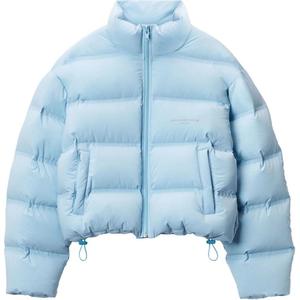 Жаккардовая укороченная пуховик с канальным стежком и светоотражающим логотипом Oxford Blue Alexander Wang