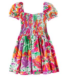 Берта цветочное хлопковое платье Poupette St Barth Kids, Pink Artistic Flower Afi