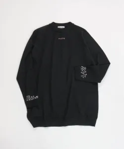 Вязаный свитер с вышитыми манжетами из шерстяной смеси Studio Picone, цвет Black (001)