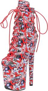 Женские ботильоны WUXIN H&P с экзотическим высоким каблуком 8 дюймов, шпилькой, платформой, на шнуровке, для танцев на шесте, Red