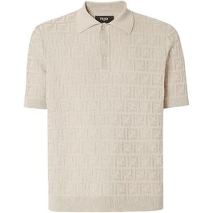 Детализированная поло с коротким рукавом Logo FENDI, бежевый